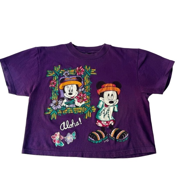 Disney Tops - Vintage tropical Mickey Mouse crop top islander Minnie mouse retro shirt 80s 90s